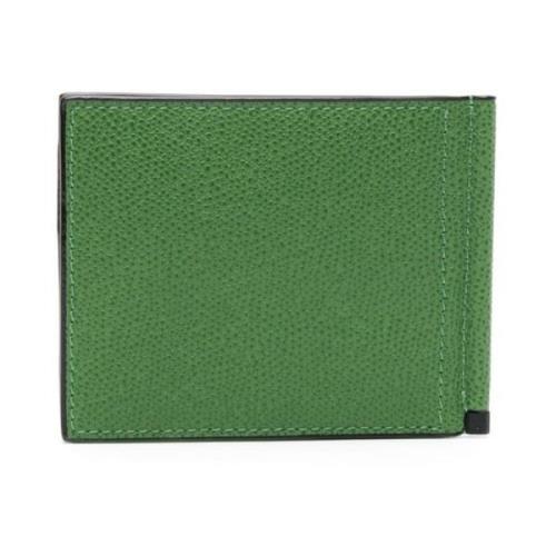 Grønn Hamret Lommebok i Skinn med Pengeklips
