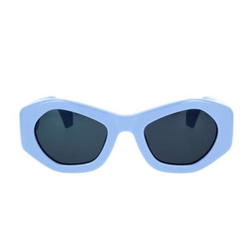 Geometriske blå solbriller med dristig ramme og blå linser