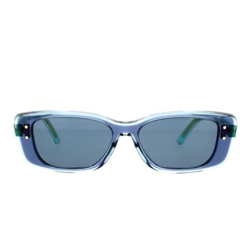 Moderne Transparente Solbriller med Blå Acetatramme og Blå Gradientlin...