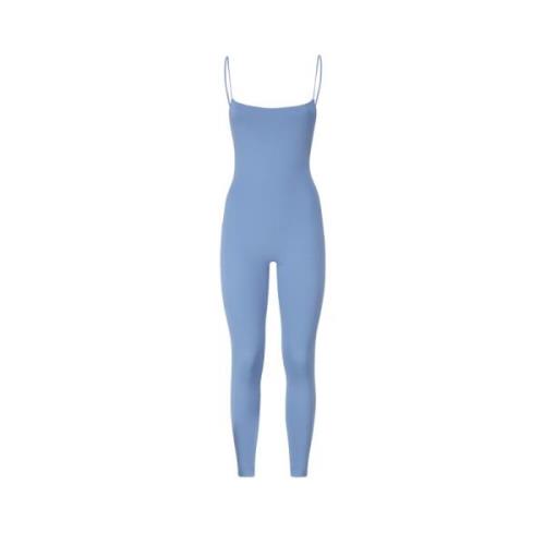 Blå elastisk jumpsuit, laget i Italia