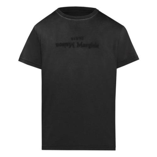 Sort Logo Print Bomull T-Skjorte