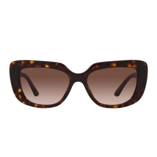 Unike Rektangulære Solbriller med Havana Ramme og Brune Gradientlinser