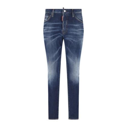 Slimme Denim Jeans med Beltehemper og Knappelukking