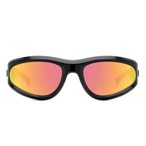 Dristige og Tøffe Solbriller med Ujevn Wraparound Form