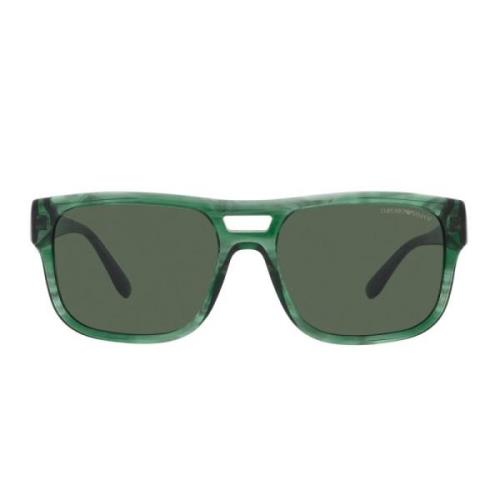 Grønn Stripet Rektangulære Solbriller