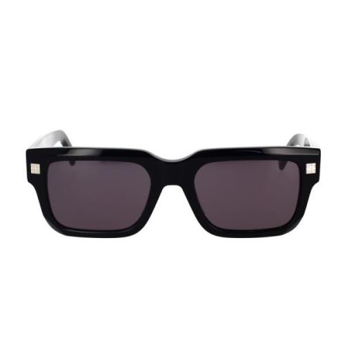 Geometriske solbriller i svart med grå linser