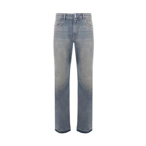 Regular-Fit Slitt Jeans i Lysblå Denim