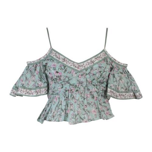 Blomstermønstret Crop Top med V-Hals