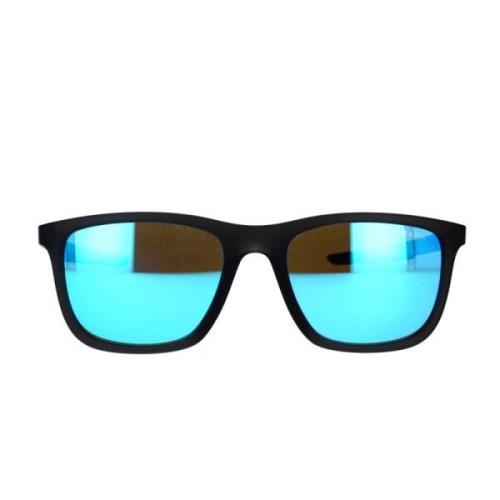 Sporty solbriller med wraparound-design og speilede linser