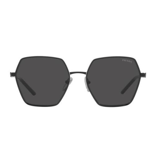 Firkantet metall solbriller med mørkegrå linser