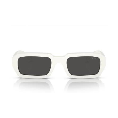Solbriller med Ujevn Form i Hvitt med Mørkegrå Linser