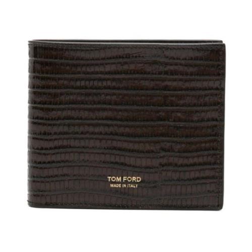 Lommebok i brunt skinn med øgletrykk