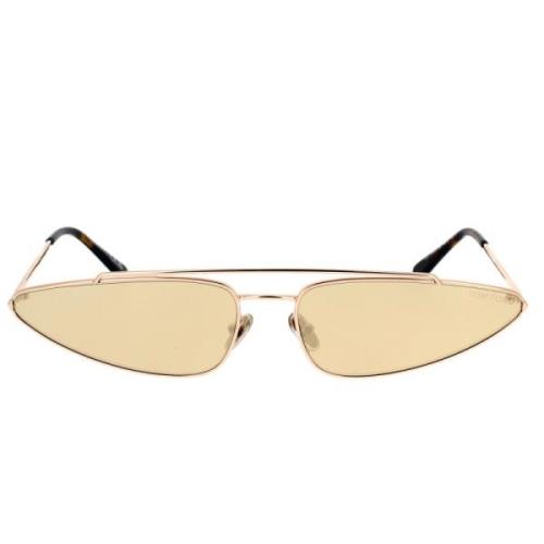 Geometriske solbriller i metall med speilende brune linser