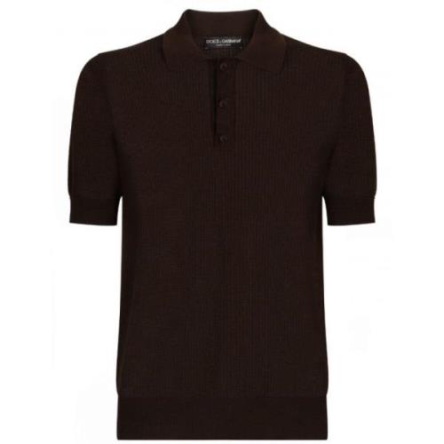 Sjokoladebrun Strikket Polo Skjorte
