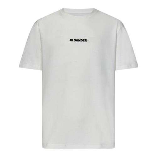 Hvite Ribbede T-skjorter og Polos med Svart Logo Print