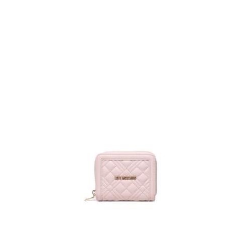 Rosa quiltet lommebok med logo