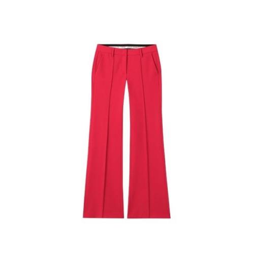 Bootcut-bukser med splittet kant i stretch dyp rød