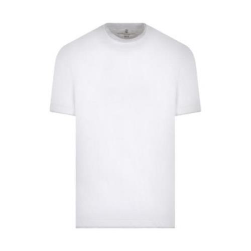Hvit T-skjorte med Grå Kant av Brunello Cucinelli