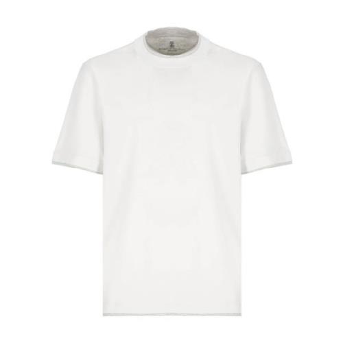 Hvit Bomull T-skjorte for Menn
