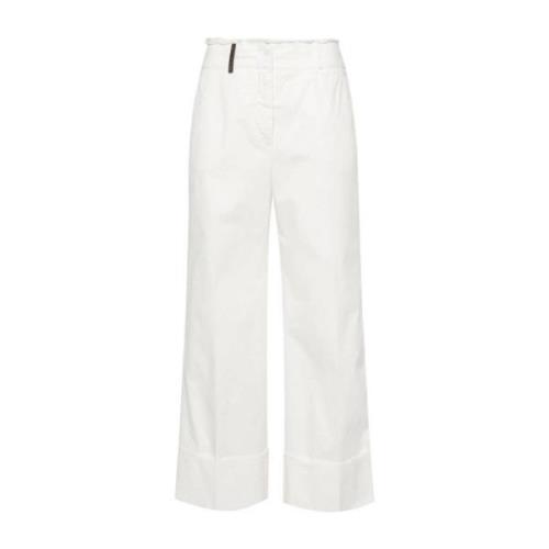 Hvite bukser med vide ben og råkant