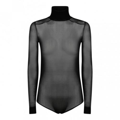 Sort Rayon Turtleneck Bodysuit