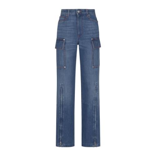 70-tallets Mørkeblå Zip Cargo Jeans