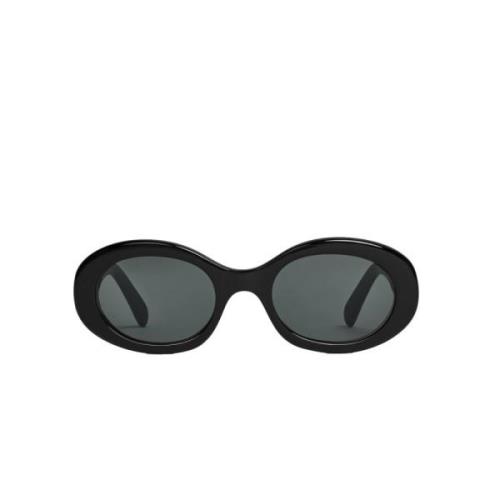 Sorte ovale solbriller med grå linser