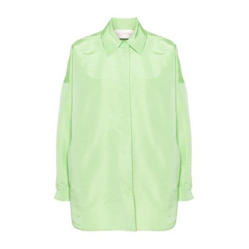 Grønn Silke Faille Skjortejakke