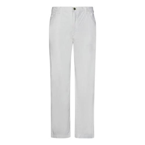 Hvite Jeans med Lav Skritt og Logo Label