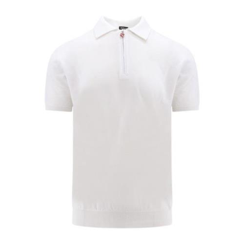 Hvit kortermet T-skjorte med halv glidelås