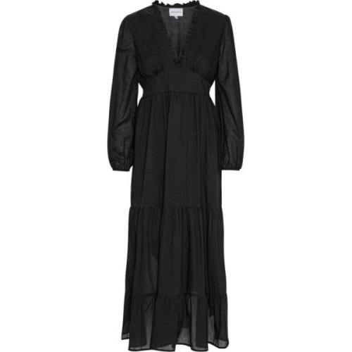 Black Americandreams Umi Long Solid Black Cotton Dress Kjoler