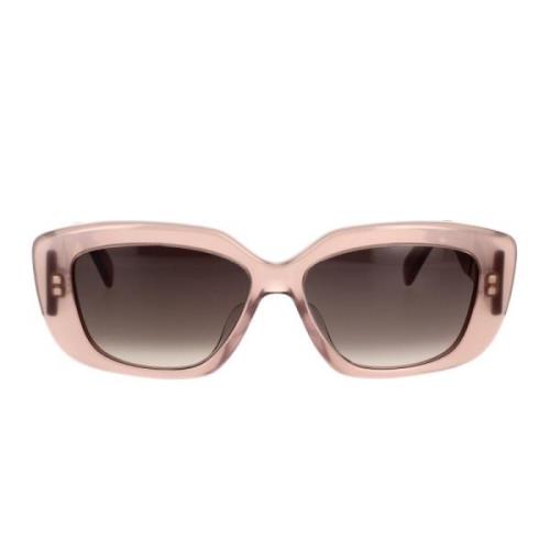 Opal Pink Geometriske Solbriller med Grå Gradient Linser