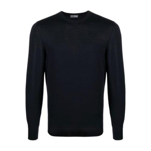 Navy Crew-Neck Sweater for Menn