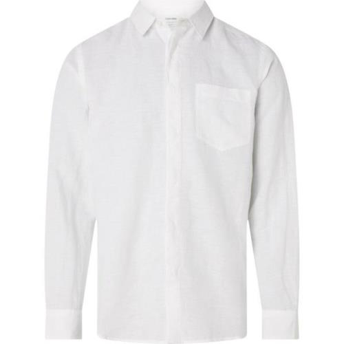 Bright White Calvin Klein Linen Cotton Regular Shirt Skjorter