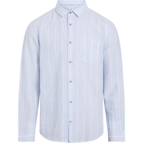 Kentucky Blue Calvin Klein Linen Cotton Stripe Shirt Skjorter