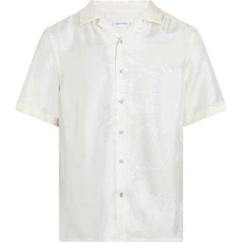 Offwhite Calvin Klein Satin Silk Flower S/S Shirt Skjorter
