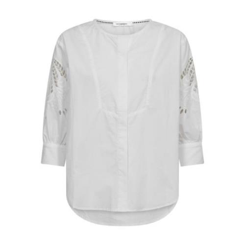 Hvit Lace Cut Skjorte Bluse