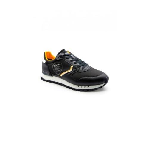 Svart og Oransje Skinn Sneakers S4Dixon02