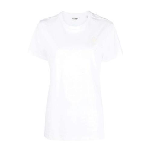 Hvit T-skjorte med brodert logo, bomull