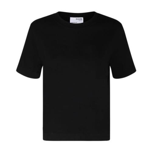 Sort Bomull T-skjorte, Økologisk, Boxy Fit