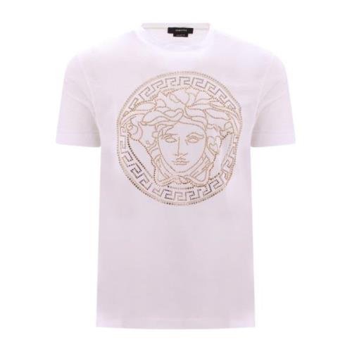Stilig Hvit Bomull T-skjorte med Maxi Logo Medusa