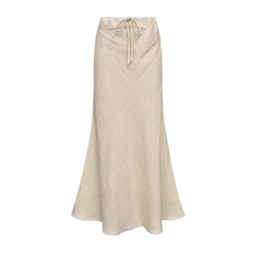 Sand A-View Linen Maxi Skirt