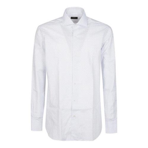 Hvit/Blå Hals Skjorte