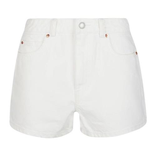 Vintage White Logo Broderi High Rise Shorts