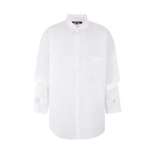 Hvit Bomullsskjorte med Cut-Out Ermer