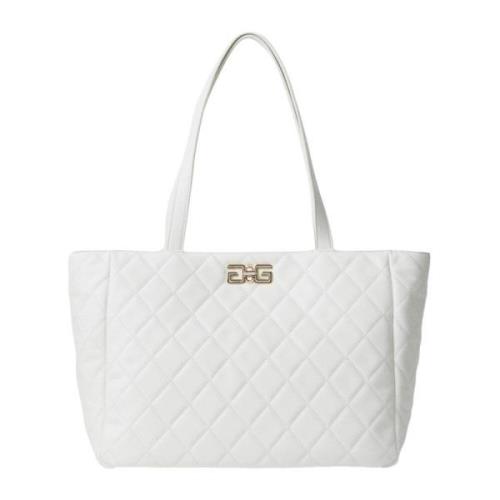 Hvit Quiltet Maxi Shopper Bag