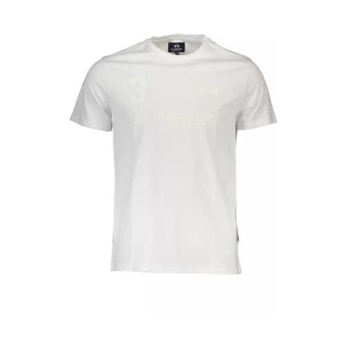 Hvit Bomull T-Skjorte, Kort Erme, Crew Hals, Print, Logo