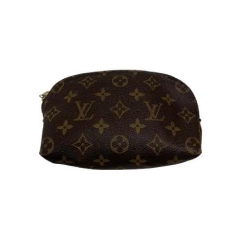 Pre-owned Brunt lerret Louis Vuitton kosmetisk veske