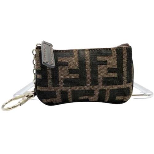 Pre-owned Brunt lerret Fendi lommebok