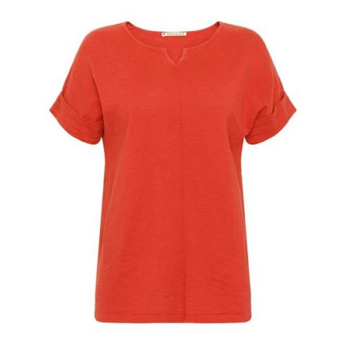 Bright Red Kerstin Strikket T-skjorte
